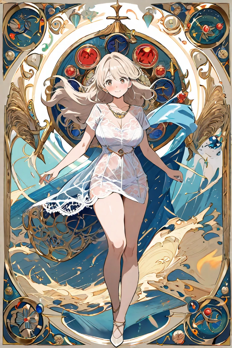 beautiful girl、Blonde、long hair、straight、Swimwear、Big Breasts