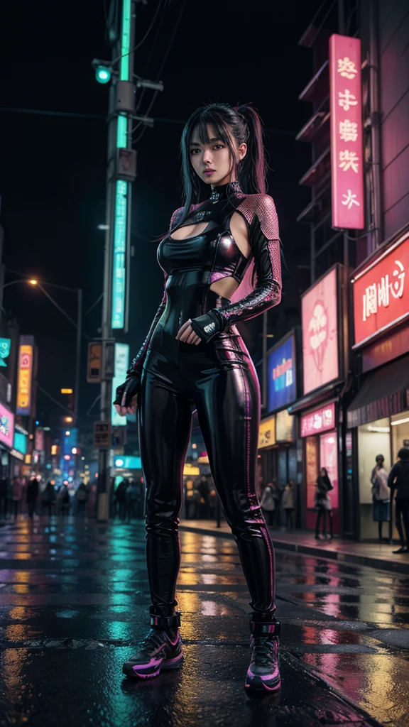 (masterpiece、high resolution,high quality),Beautiful and realistic Japan people、Rainy night,city,The bustling streets of Gintama、A beautiful woman with gal makeup wearing a sports suit, Surrounded by sellers, Beautiful portrait of a stunning goddess girl, Beautifully detailed face, Porcelain-like skin, Full Body Shot, Centered, Super soft lighting, Symmetric, complicated, elegant, Very detailed, Realistic, Art Station, Concept Art, Smooth, Imagined by Greg Rutkowski and Boris Vallejo, cover, Trendy style