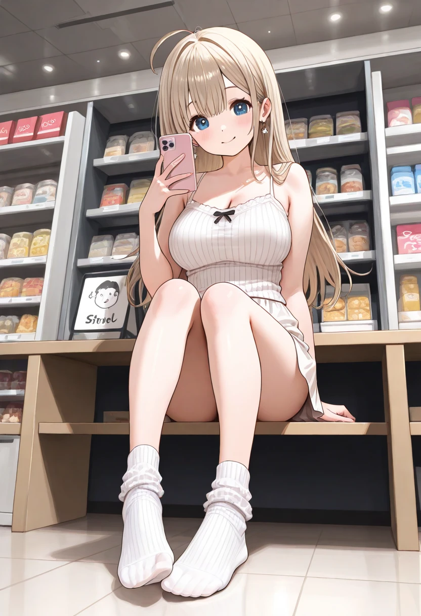 Inside the shopping district、(whole body、pussy)、(exposed)、High-quality backgrounds、Beautiful girl naked outside、embarrassing、blush、wet