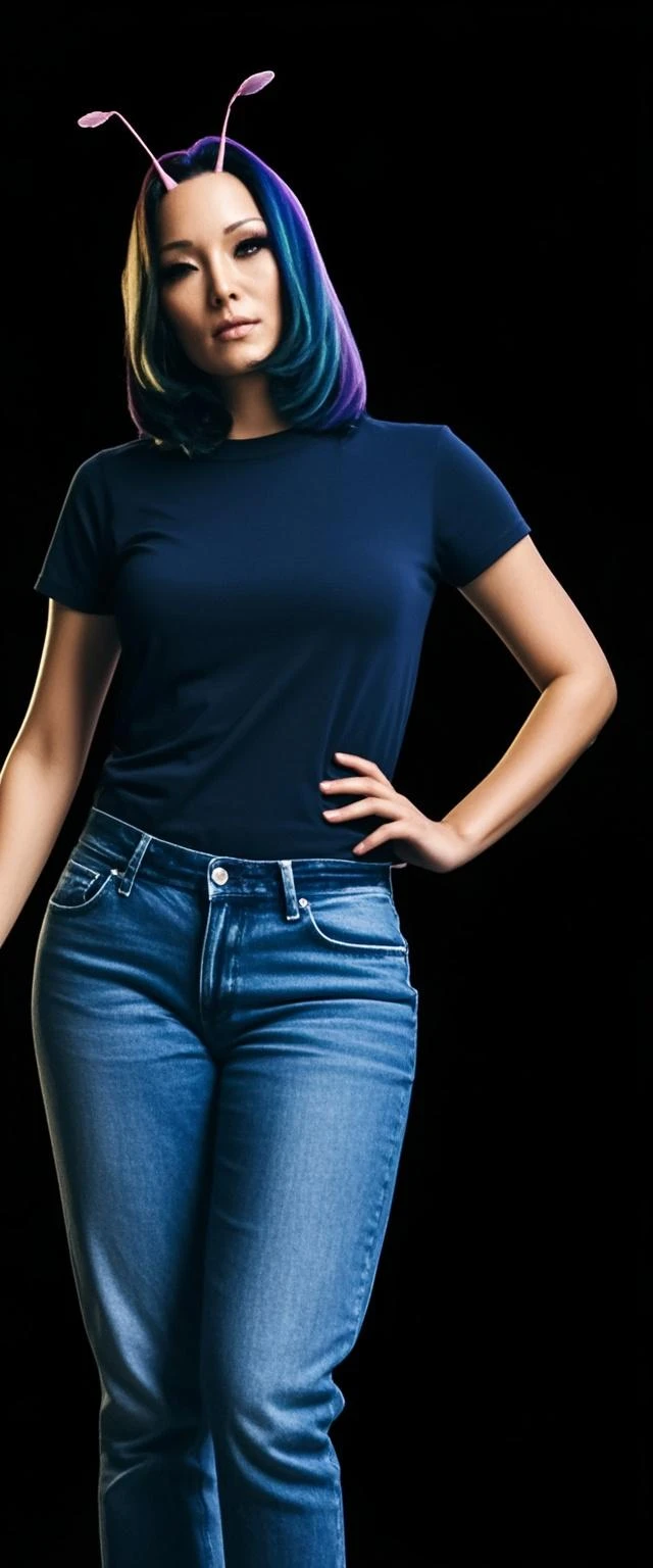 RAW, Best quality, high resolution, (masterpiece: 1.3), full body shot, Masterpiece, large muscles, Indonesian woman, short cropped hair, pretending to be a man, standing straight in a workshop, masculine stance, fierce expression, facing straight to viewer, t-shirt, long jeans, sneakers, at noon, workshop background, Great lighting, great sunlight, Bright colors, Ultra realistic clean lines, very realistic