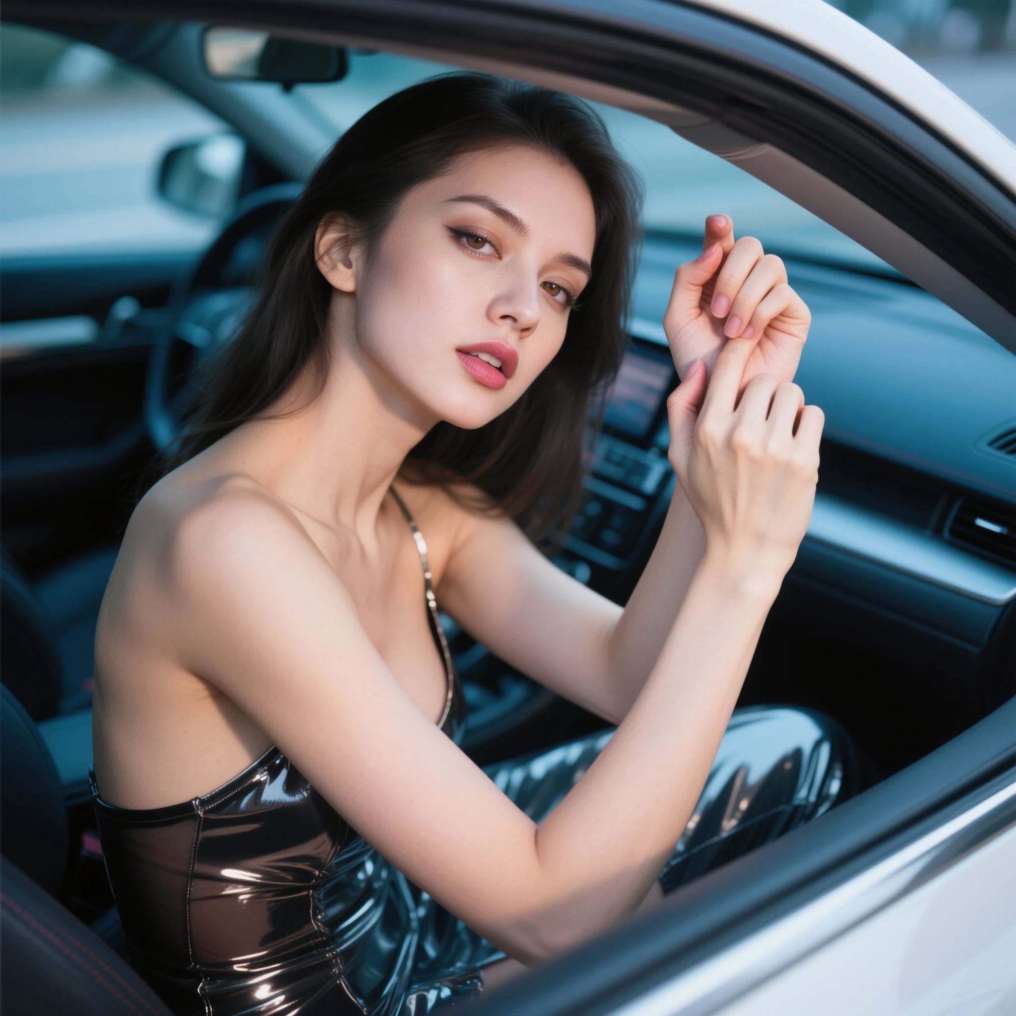 Delicate woman，no brassiere，Exposed breasts --auto