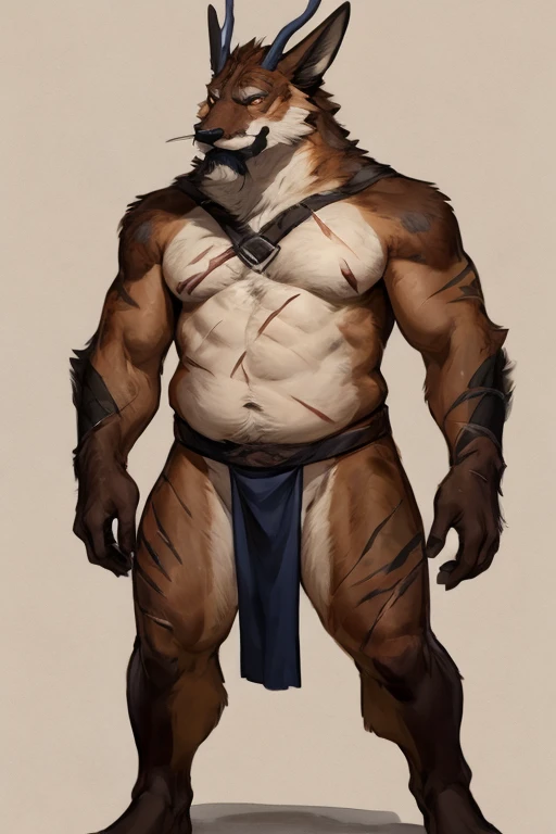 Solo Sexy young anthro furry rat male mercenary medieval solider, slim slim muscular, anthro handsome gay shorter muzzle, handsome gay model male apperance, sword scars, worn out leather skimpy armament, low on hips heavy leather belt, old very worn out skimpy dirty linen material jockstrap, old yellow dirty worn out stains on white sawn jockstrap, very visible "x" brown seam pattern on the jockstrap, studded skimpy armlets breastplate armor, skimpy breastplate, leather bondages, fingerless leather gloves, smelly unwashed furr, dirty body look, desert battlefield, standing in sexy fighting position, close view of full character