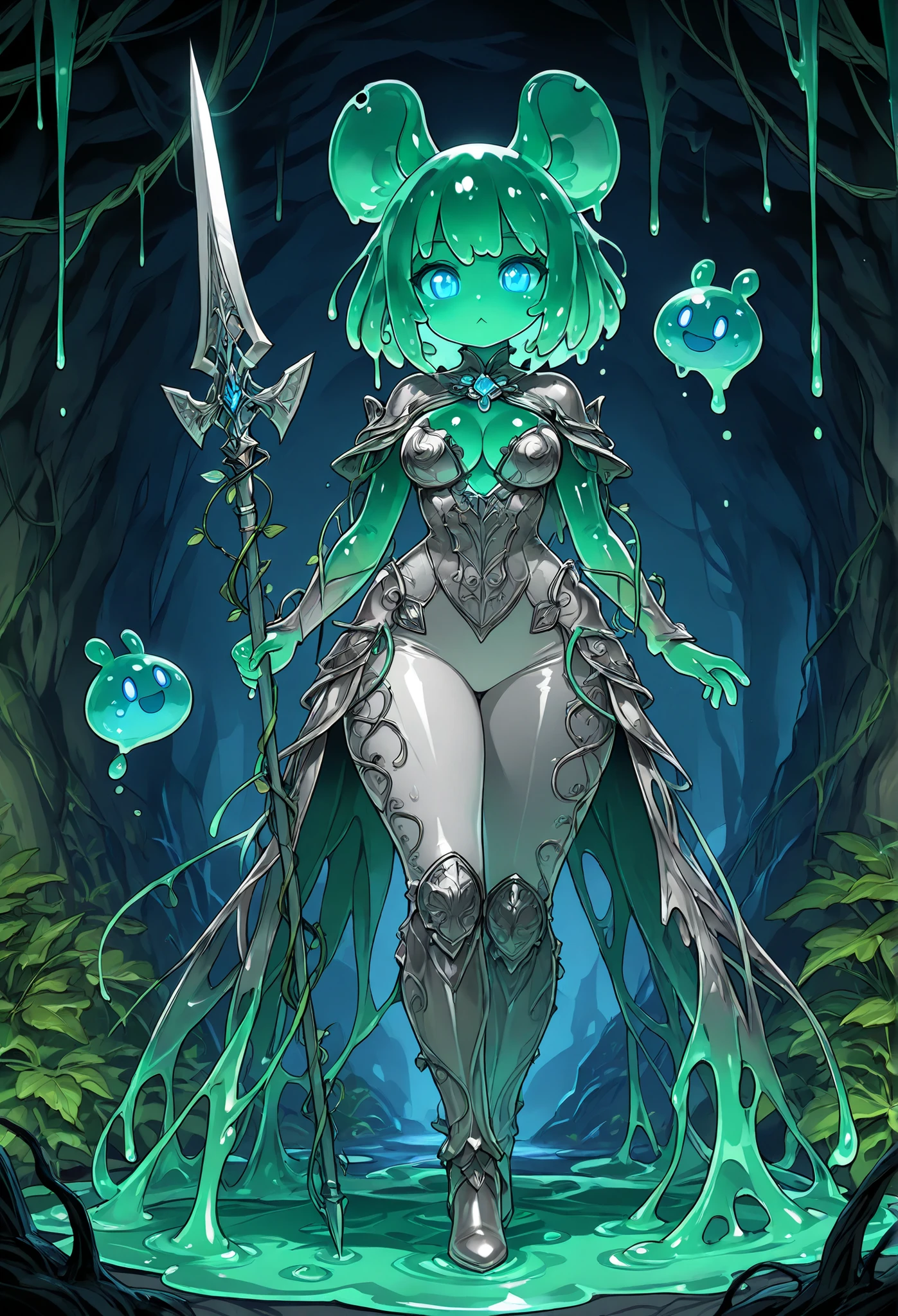 Abandoned mine life, mutated, diamond slime monster, female creature,