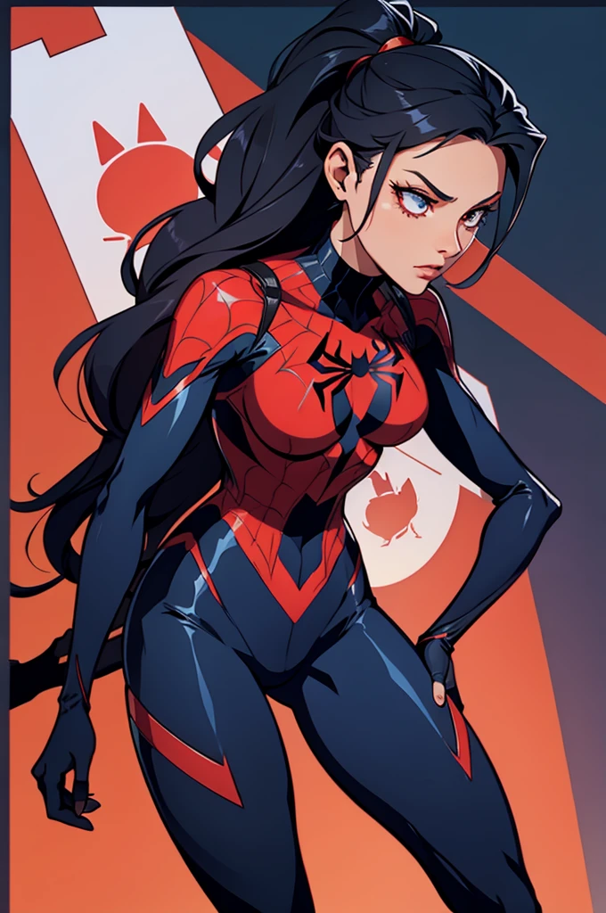 a spider woman cute black teenage girl character in a marvel comic panel