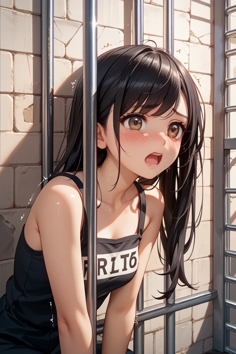 1girl,solo,yuuki mikan,, ,brown hair,, ,1girl,,,small breasts,,open mouth,,cowboy shot,,(spoken heart),outdoor,,looking viewer,,bike shorts,