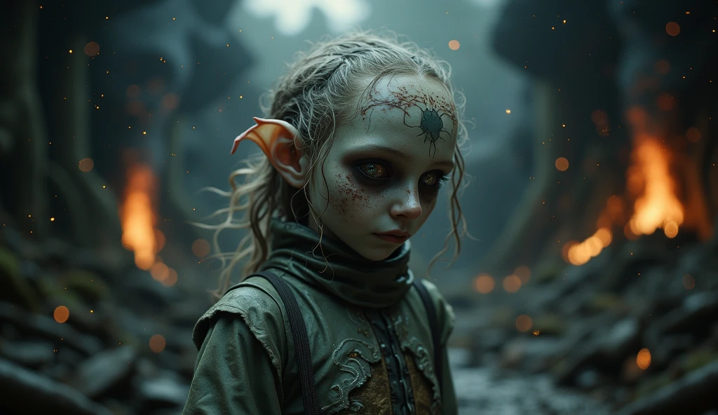 league of legends,full body length shot, adventure at oldest abandoned nuclear silo,desertly [witch:elf:0.8],intricate details,pretty,natural skin texture,curly hair, hyper realism,extremely detailed,elegant style,eyes extremely detailed, high detailed eyes,16k resolution,littl girl,glows from the inside ,semi adult girl,
eyes anatomically correct, realistic , fairy's village, horror movie, cinematic look, creepy aesthetic, ultra detailed,ink photorealistic, masterpiece, translucent transparent skin , scaly epidermis, uncanny compound eyes , dewy skin glistening with moisture, bulky forms looming in a sterile laboratory setting, silky-smooth eyes glaring with an unsettling gaze,cheyenne, High contrast, colored black and grungy iridiscent, stark, dramatic, graphic novel illustration, cross hatching, seminole war, traditional outfits, landfields,folk tattoo at face