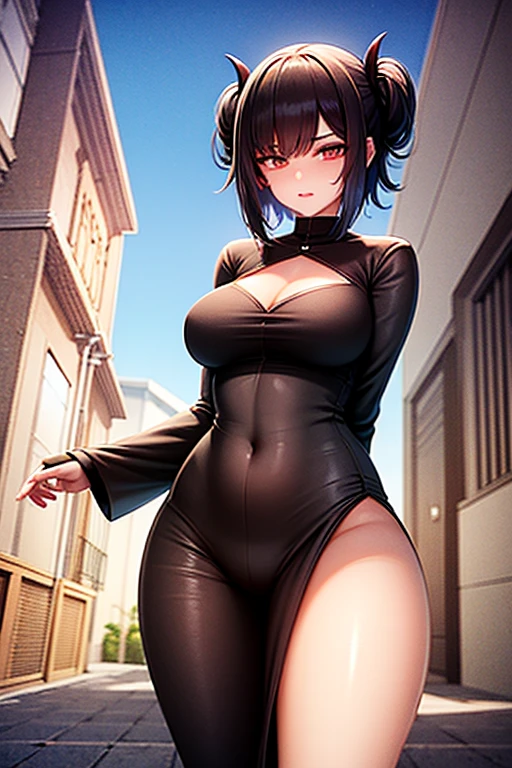 perfect body, sensual cleavage, medium breasts, black suit, feminine suit and tie, Ultra HD, 4k image, view of the character from above, best image quality, artistic press, 超高分辨率, (fidelity: 1.4), photoreal, 1 agent, light green globe eyes, eyelashes, beautiful pupil, shadows, slight blush, delicate facial features, reasonable facial features, bare shoulders exposed, waist exposed