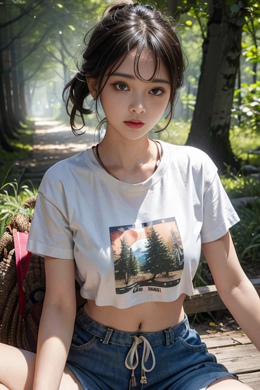 Cute girl, Girl lost in the forest, short hair