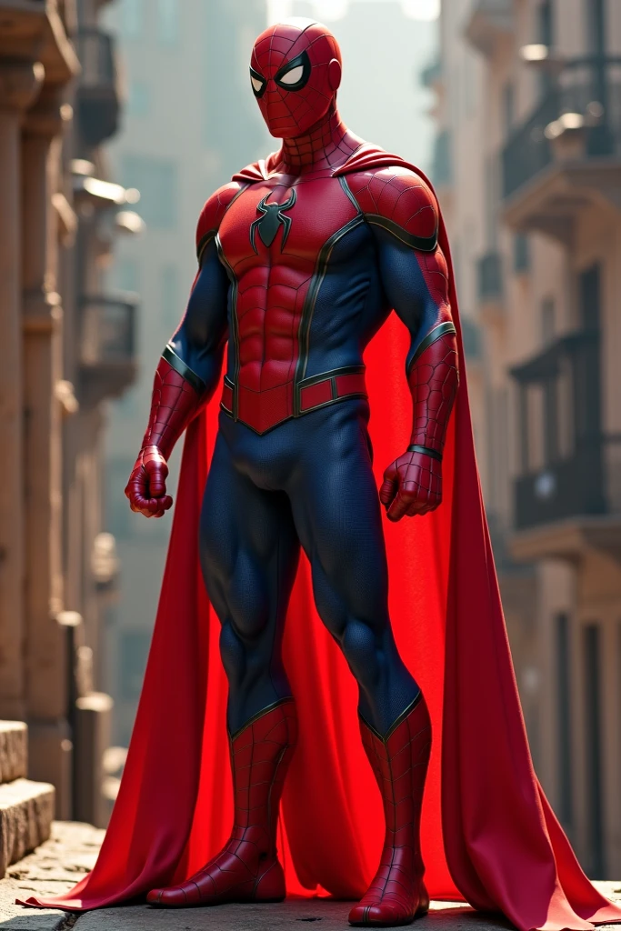 Full body shot of Spider-Man in white and gold armor style costume, no mask, white cape, looking at center camera, perfect composition, beautiful detailed intricately detailed octane render trending on artstation, fine art photography 8K, photorealistic concept art, soft natural volumetric cinematic perfect light, chiaroscuro, award winning photography, masterpiece, oil on canvas, Raphael, Caravaggio, Greg Ruttowski, Beeple, Beksinski, Giger, Trending on ArtStation, Sharp Focus, Studio Photo, Intricate details, highly detailed, city night background by Greg Rutkowski