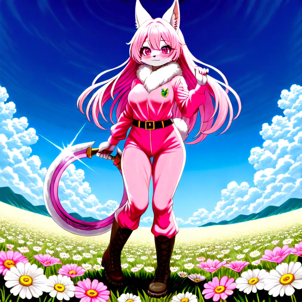 1girl, 90's anime style, PinkCzar, ((white tiger ears), (white tiger tail), long hair, pink hair, sidelocks, green eyes, small breasts), (nude, nipples, pussy), (full body, outdoors, kneeling, chains, chain collar, chain leash, subtitled, english text, worried), (masterpiece:1.2), hires, (detailed face:1.2), (detailed eyes:1.2), ultra-high resolution, 8K, high quality, (sharp focus:1.2), clean, crisp, cinematic, <lora:Pink-18:0.75>