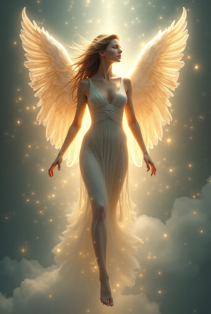 (((fullbody))) ANGELIC DELIGHT, BORN OF LIGHT, WINGED ANGELS, HEAVEN SENT, masterpiece, highly detailed, photorealistic, high resolution, spectral form, cinematic noir lighting, surreal photorealism, strong detailing