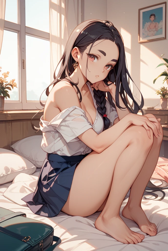 masterpiece, best quality, on stomach, 1girl, lying, legs up