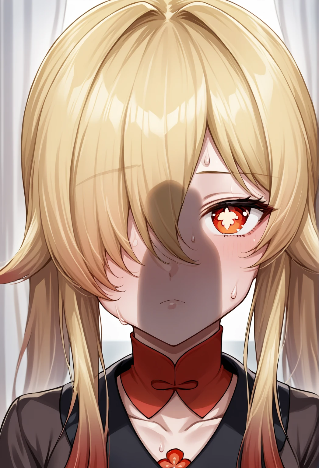 score_9, score_7_up,  Source_Anime, Uncorrected, ZPDXLX, complicated_details_4xl size, face focus, zoom layer, close-up, blurry background
1 girl, hu tao, dark haired, Hair Over One Eye, is staring at viewers, sweat, sweatdrop, Glossy Skin in the Classroom,
hidden sex, stealth sex, (curtains掴む:1.1), curtainsの後ろ, (((See-through Silhouette))), curtains, sex, vagina, blonde face, 1 boy, expressionless man, misconduct (relationship)