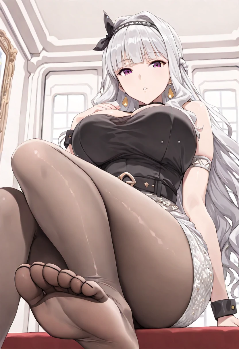 (ultra best quality、in 8K、masuter piece、delicate illustration、full body Esbian),1 Toyo Lady(It's big with a plump body)、(Dark brown cheongsam 1.2)、Relax on the sofa(Sexy legs), showing her tiny thong on her pussy