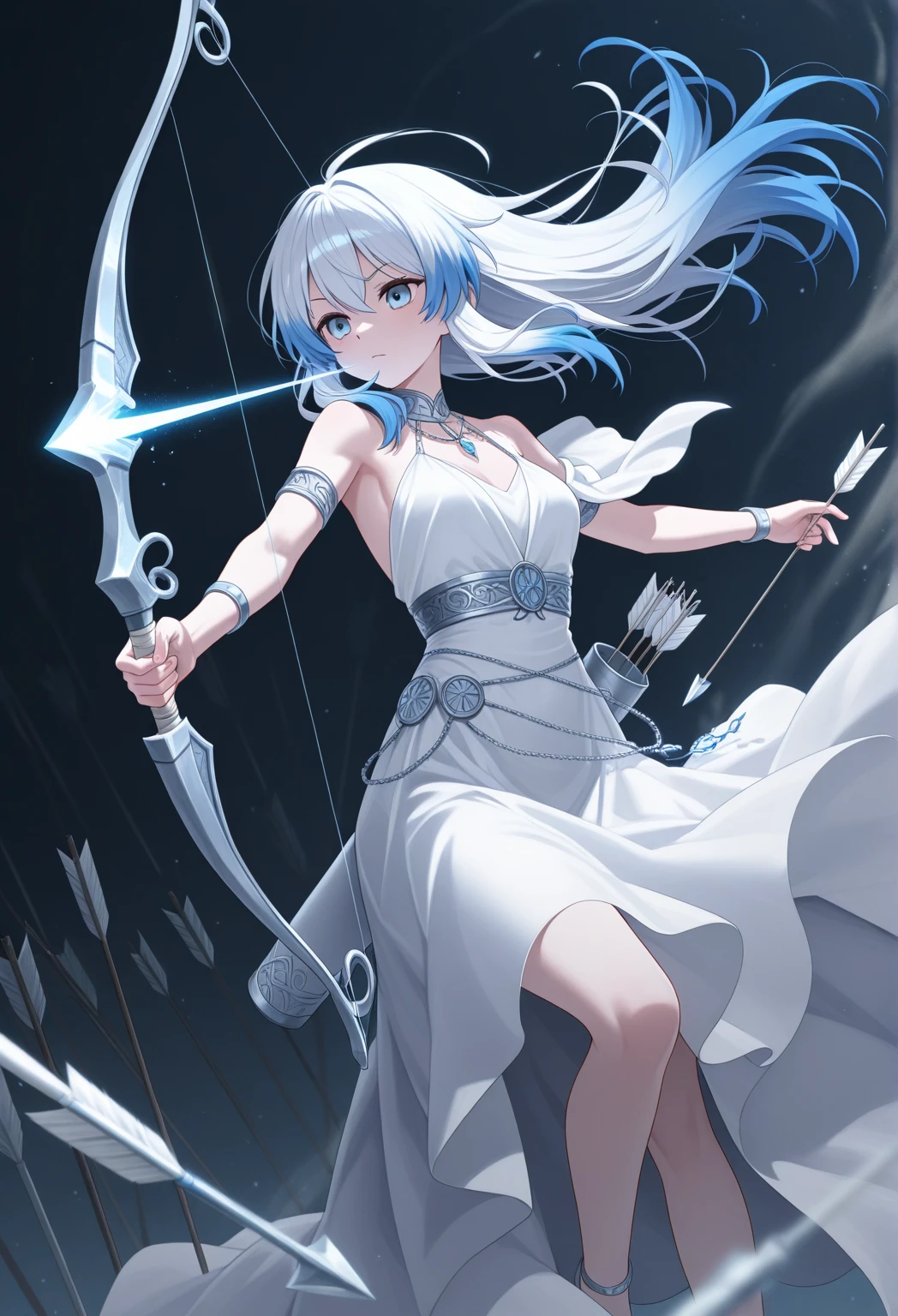 Dual handheld chain scythes made out of wind for a genshin impact character