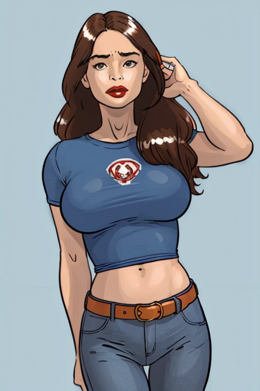 cartoon style:1.2), Jennifer Connelly woman Cartoon image of a woman , sensual clothes , super cute girl, authoritarian would be facial expressioncartoon style illustration, cartoon art style, cartoon art style, digital illustration style, highly detailed character design, cute detailed digital art, City fan art, portrait character design, beautiful digital illustration, high-quality portrait, comic book art, character design portrait, white background Buso without clothes and medium breasts, beautiful and symmetrical body curves