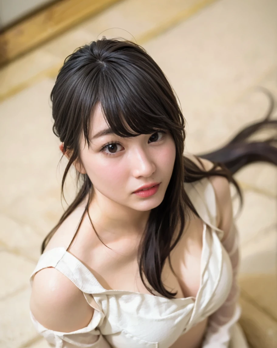 One Girl,First Person View, (masterpiece:1.3), High resolution, Very detailed, Very detailedな CG Unity 8k 壁紙, Realistic, photo-Realistic, RAW Photos, Beautifully detailed face, Pale skin, Realistic glistening skin, Detailed cloth texture, Detailed hair texture, Perfect body, Beautiful Face, Accurate, Anatomically correct, Highly detailed face そして skin texture, Natural neck length, (Beautiful Hそしてs), (Fair skin:1.2),Heavy chest, charm, Written boundary depth, (Perfect Anatomy:1.2), Accurate手足, Accentuate your cleavage, Camel Toe:1.21, (Highest quality:1.4), 32k resolution, High resolution32k UHD, (masterpiece:1.2)), (Improvement of quality:1.4), finely,Very detailed, Symmetrical eyes, (Wide Hips), Light shines in, Light and shadow are clear, Professional Cinema Lighting ,(Huge breasts:1.1), (Rear View)1.4, (Looking back at the audience:1.4), (Looking at the audience:1.2), (naked:1.4),Toned body, Hourglass-shaped body shape, (Wide Hips) , (Full body with face visible)1.3,Long Hair,Straight hair,