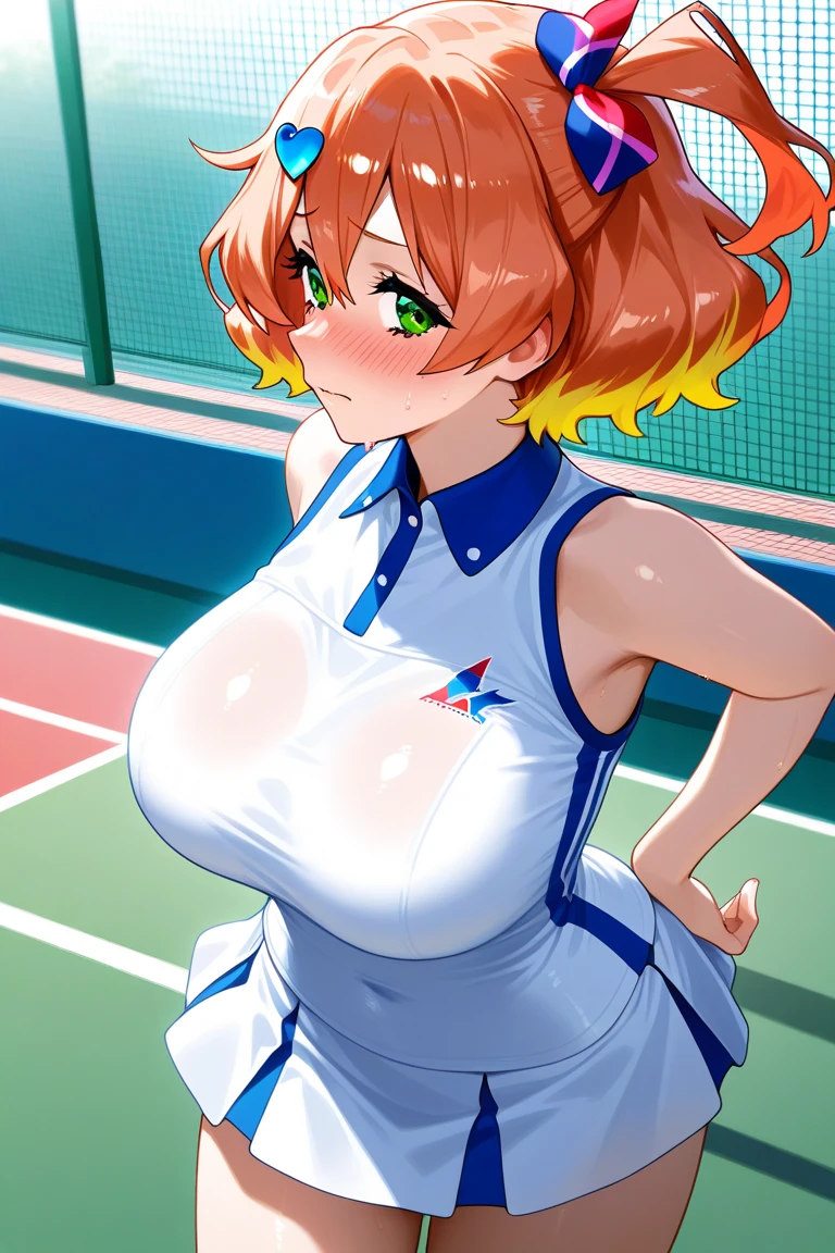score_9, score_8_up, score_7_up, score_6_up, score_5_up, score_4_up, BREAK, source_anime, anime screencap, anime coloring, pokemon \(anime\), 1girl, solo, perfect anatomy, breasts, may \(pokemon\), May (Pokemon Advanced), smile, looking at viewer, navel, (gym uniform, short sleeves, white shirt, shirt-in, under sized micro blue buruma, zettai ryouiki white thighhighs), sagging huge_breasts, tarechichi, erect nipples, thigh gap, indoor, double v, squatting, open legs, (unshaven hairy natural public hair:1.3)