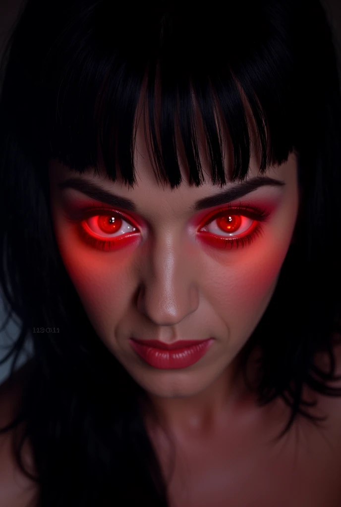 woman hypnotising viewer with soles spiral eyes sinister bimbo