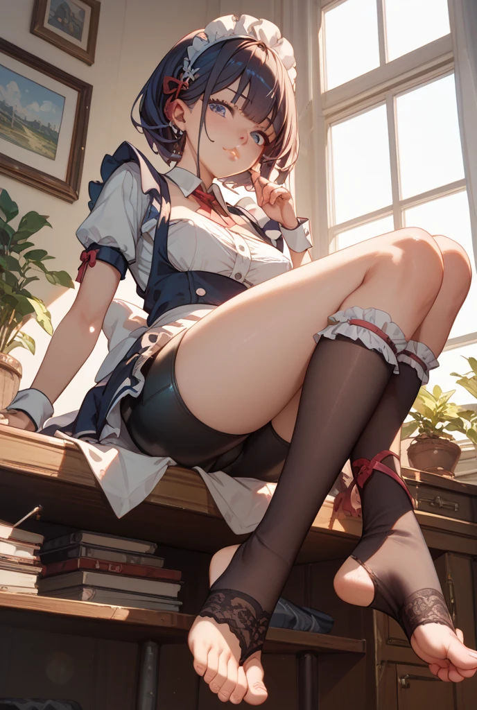 (masterpiece, Highest quality), (((Perfect Anatomy, Anatomically correct))), ((1 Girl)), short hair, Blunt bangs, Light brown hair, happiness, Green Eyes, hair ornaments, School_uniform, short_Dispel, just_feet, blue sky, window, Front view, Insights,The body is slim, Compresses on the chest, ((Beige cardigan,Green pleated skirt、Blue Neck Ribbon、White knee-high socks)),Pastel colored pantiesが見えている、((Pastel colored panties))、((Shiny panties))、((Normal location:1.4))、(((Straddle))),((feetを開いて座らされた…))、((orgasm:1.6)),((((M-shaped legs:1.1))),((Lift up your shirt:1.5)),((Showing off your bra)),(((Lace bra))),Award-winning bra designs、Random Color Bra、((((M-shaped legs:1.1))),((spoon:1.4)),((orgasm:1.3)),((((M-shaped legs:1.1))),(((Sex with a man))),(Vagina Penis),Erotic atmosphere,Stupid,shortness of breath:1.6,((Pussy juice:1.3))