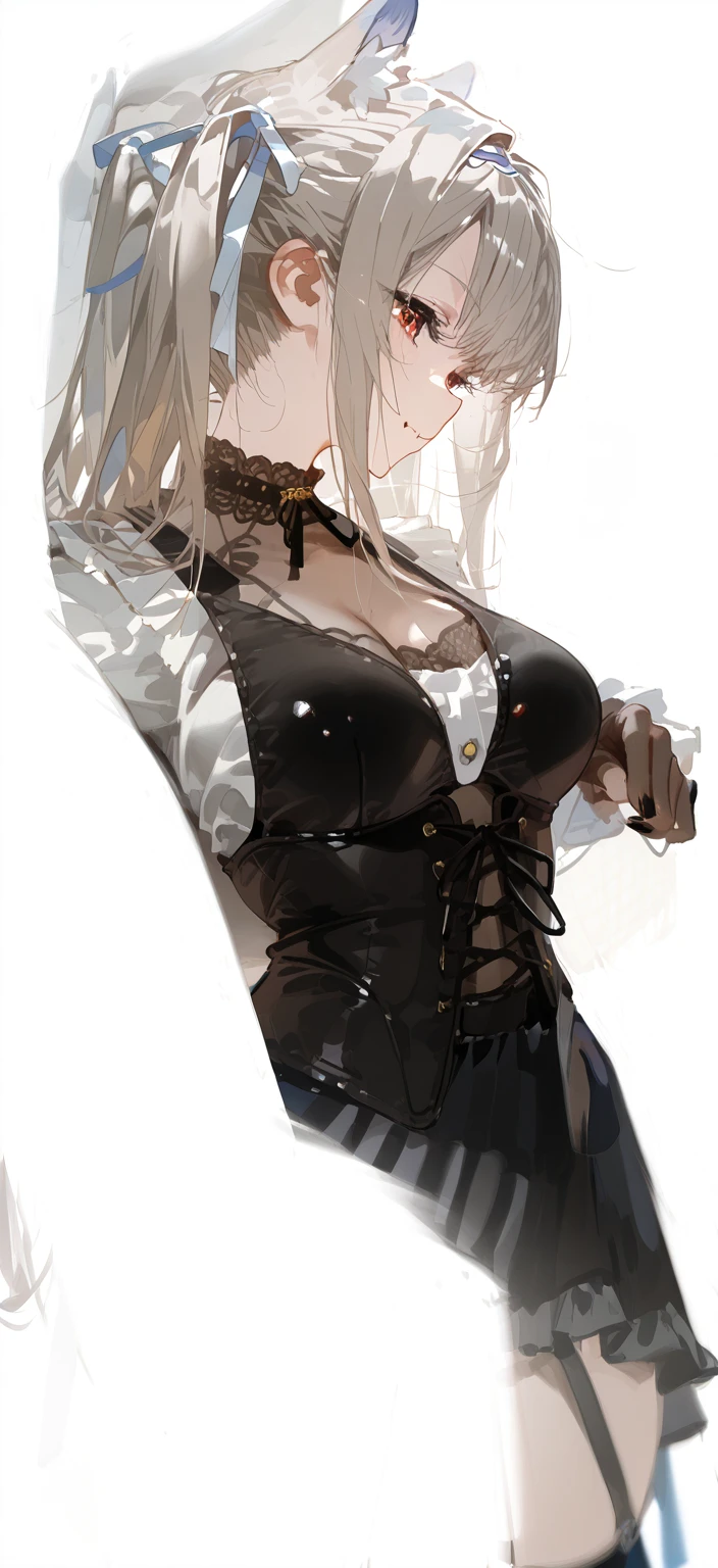 Dark souls, women, slender, lace bodysuit, erotic pose, ((lace)), collar, chain around waist, close up on crotch, groin, chastitybelt, lock,