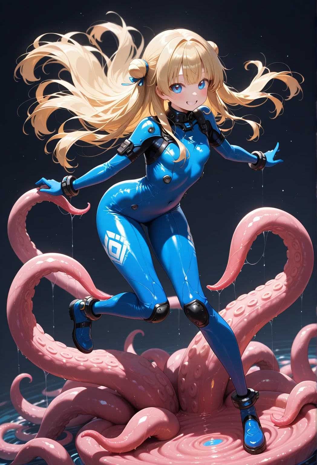 NSFW,full body portrait,female,whole body concept,evil depravity,Renamon type full face helmet,Renamon type full body suit,Full body tight suit,vagina,Insert dick tentacle into pussy,tentacle cockpit,fused with tentacles