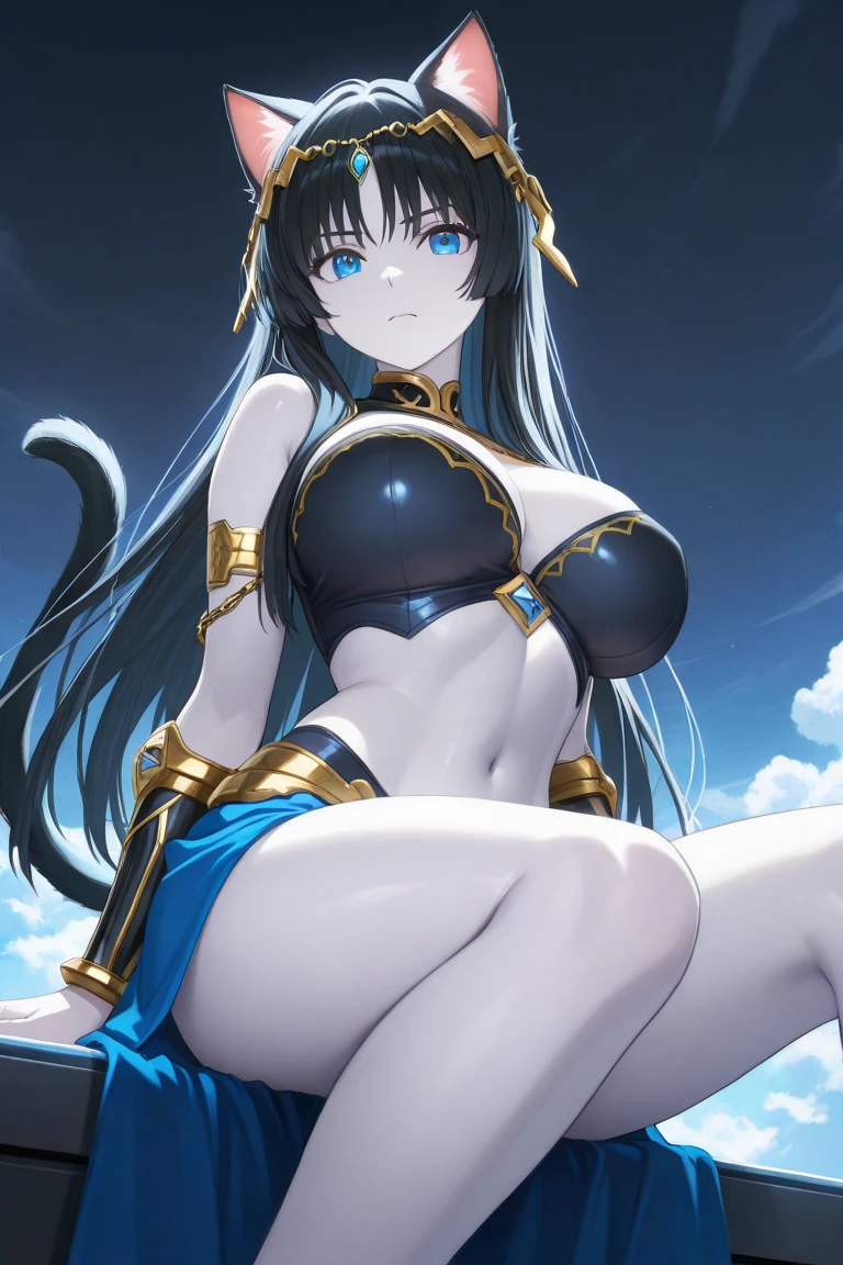 masterpiece, Highest quality, High resolution,4K,full body,masterpiece, Highest quality, High resolution,4K,woman,Anime girl in white dress, Zodiac Knight Girl, portrait Zodiac Knight Girl, Aqua from Konosuba, Anime Goddess, rogue anime girl ayanami rei, Wallpaper Anime Cave,Blue Water, Advanced Digital Animation Art”, 2. 5d cgi anime fantasy artwork, Anime Style 4k, slender, full body, on one knee, arms behind head,Fantasy-style anime,white small pleated skirt,20 years old,Woman in her 20s, Roman warriors, Golden Bikini,Bikini-like metal armor、Cleavage,Golden knee-high boots,Gold metal choker,Princess Blade , Small breasts, Mini Cropped, Valkyrie Princess , Detailed face, beautiful, Blue Eyes, beautiful目,Cave Background, Black Hair, long hair, straight hair, beautiful髪, Wet Hair, open mouth, parted lips, glaring, open mouth,blush, angry,aroused,sweat,steam,girl trembling with sexual climax,