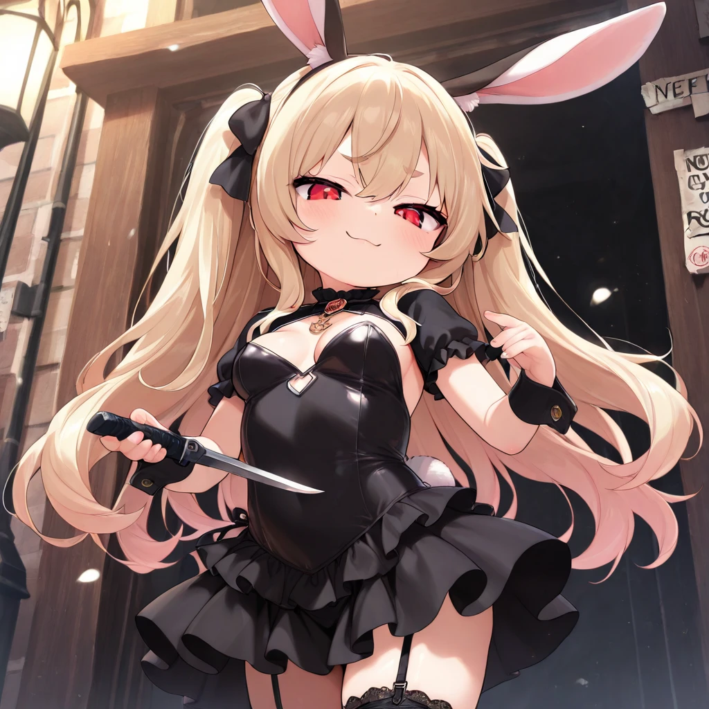 bunny girl, 1girl, cowboy shot, panty shot, cameltoe, looking away, frame,