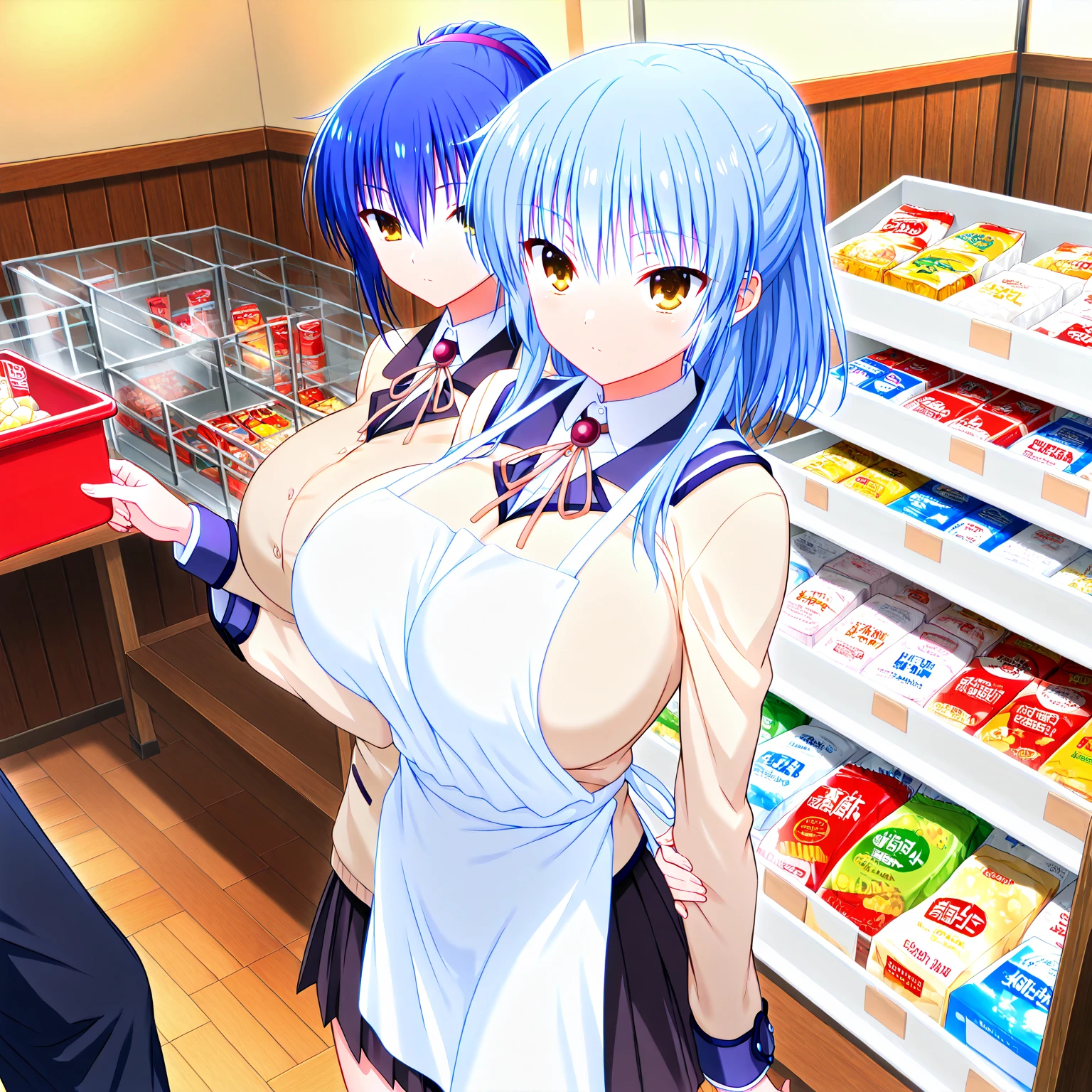 (1girl, 独奏:1.5)Browsing Caution, furuderika, Long Hair, Purple eyes, Blue Hair, Blunt bangs, ,,,nsfw , large breasts, nipple, Walking, , Shopping mall, Big fire, frozen, wet, ,, Naked, blind ,Temptation, Blank look, 独奏