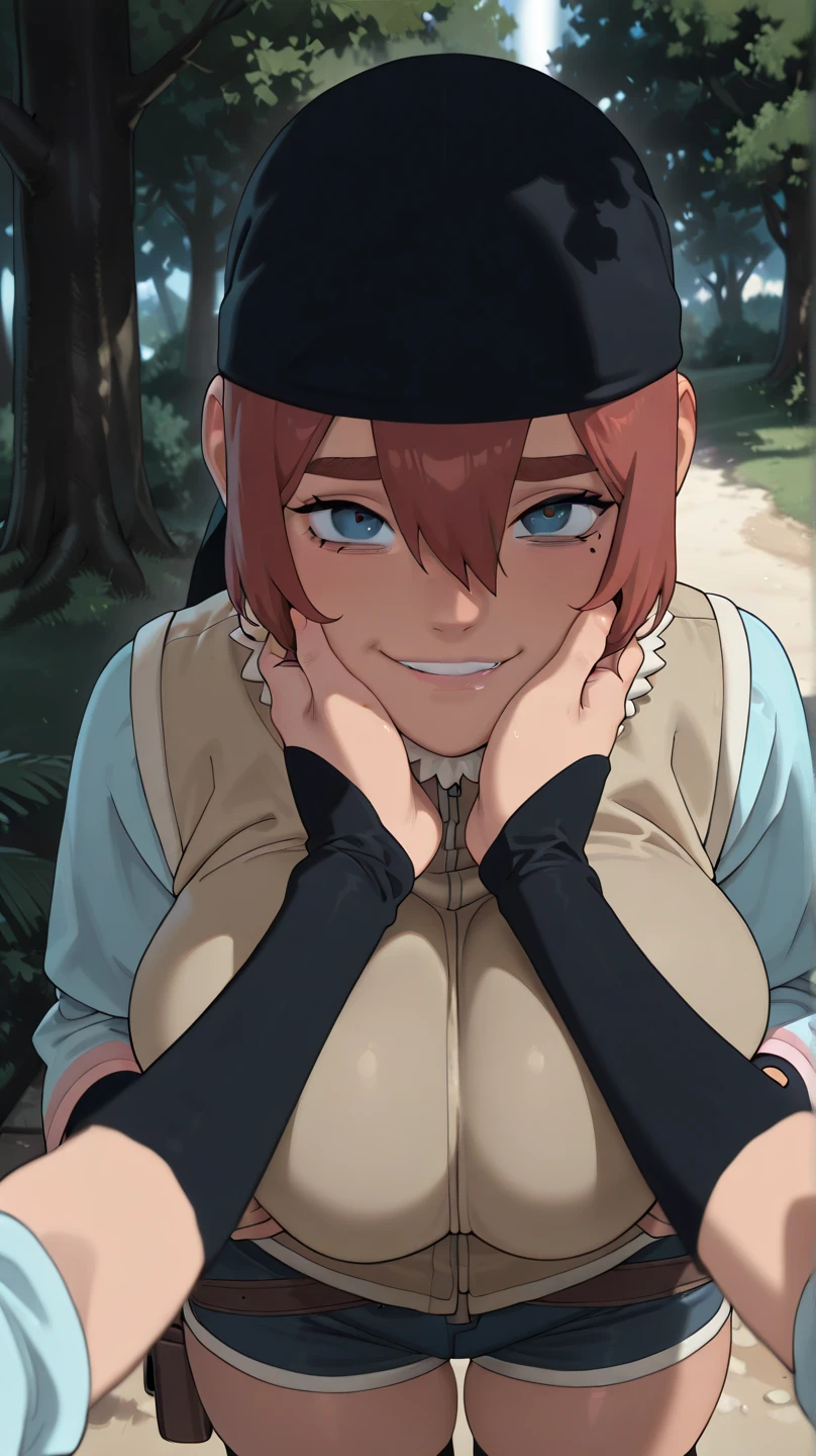 pkmnserena, 1girl, solo, blue eyes, blonde hair, short hair, bangs, hat, grey headwear,
black shirt, turtleneck, sleeveless, red skirt, pleated skirt, black thighhighs,
smile,closed mouth,cowboy shot,sitting,
forest,outdoor,
(ly detailed, beautiful detailed face, masterpiece, best quality) cinematic lighting, blowjob, oral spenis in mouth, hard cock in mouth, sperm on face, cum on face, cumshot on face, facefuck, deepthroat, cum on face, sperm on face, throatpie