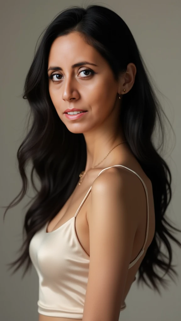 Um retrato da mulher bonita com vestido preto brilhante, glitter na maquiagem, fotografia hiperdetalhada, luz suave, retrato de corpo todo, melhor qualidade, (rosto bonito detalhado, textura da pele do detalhe, corpo ultra-detalhado:1.1), cinematic lighthing, vazamento de luz, foto, realista, obra-prima, melhor qualidade, mais alta qualidade, cinematic lighthing, (volumeric lighting), extremamente detalhado CG unidade de papel de parede 8k, focado, papel de parede 8k, papel de parede 4k, extremamente detalhado, ultra realista, fotorrealista, foco nítido, absurdres, (HDR: 1.2), (alto contraste), fotografia, detalhado e intrincado,