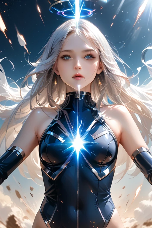 realistic and intricate perfect beauty face, cleavage cutout, big boobs to the waist (((slim beauty shape))), ((in realistic fantasy plugsuit outfit)), (((sharp focus))), masterpiece, 4k, UHD