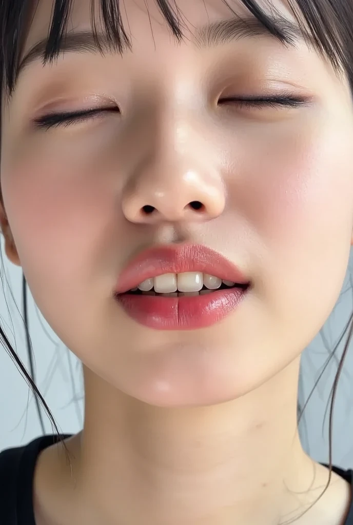 (Korean Beauty)、(Track and field red separate uniform)、(She is giving a blowjob to an erect penis)、(An erect penis ejaculates a lot of sperm on the face)、Black short hair、(Sweaty)、((Closing eyes))、Big Breastasterpiece