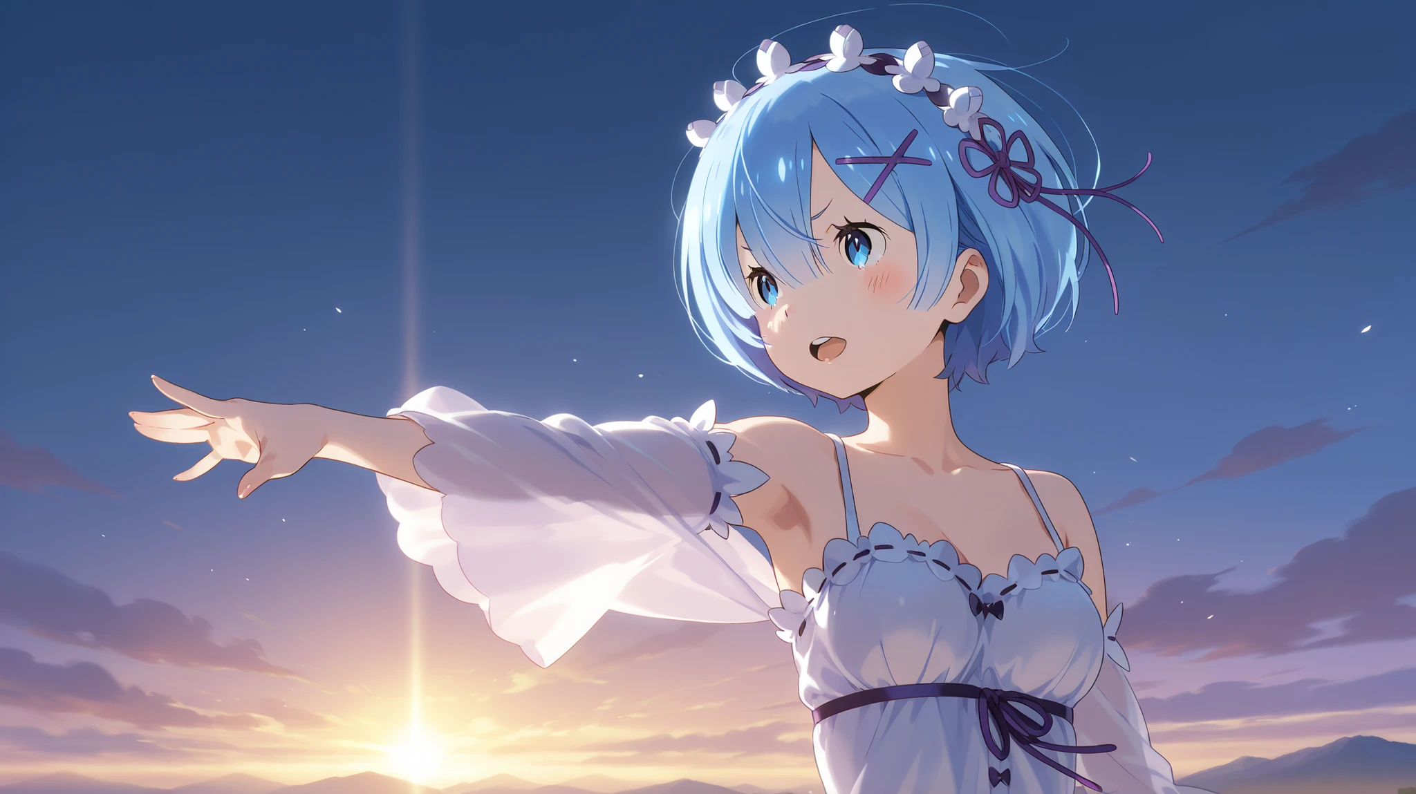 A mini store of magical artifacts, a lot of customers in which the main characters of the anime are Konosuba and Re:Zero