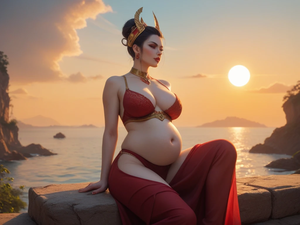 In the square，, Empress Wu Zetian has a big stomach，Basking in the sun