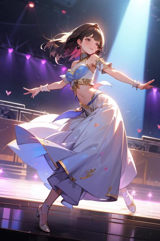 A beautiful girl is a singer,Wear clothes,Dance a charming dance,perform to your heart's content on stage