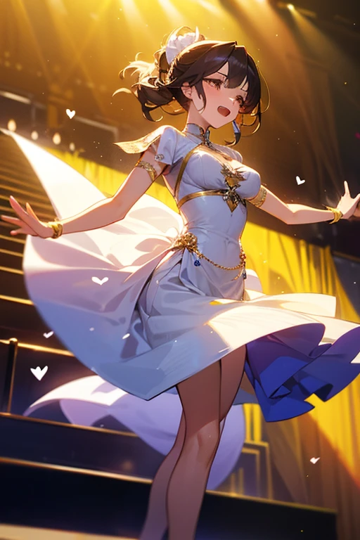 A beautiful girl is a singer,Wear clothes,Dance a charming dance,perform to your heart's content on stage