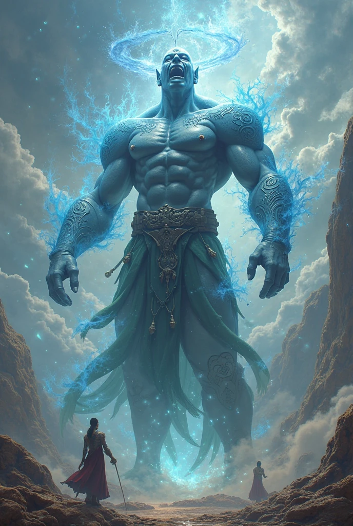 A highly developed civilization builds Baalbek, extraterrestrial giant beings performing a ritual, a celestial singularity, energy fields