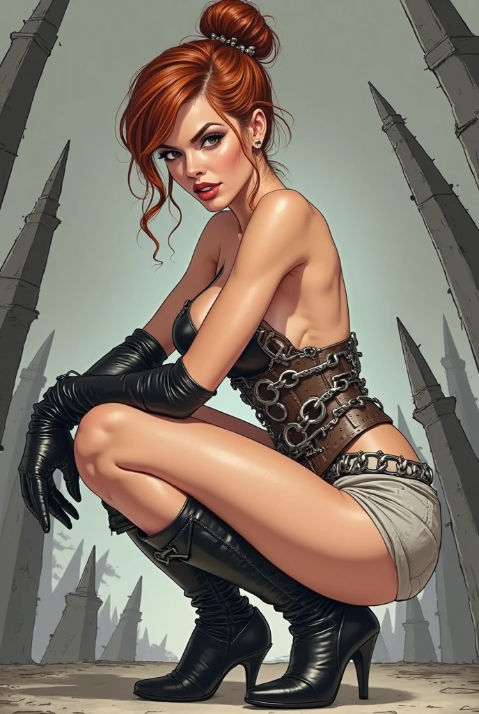 Horror Comics style, artgerm style, glam gore skinny, sadistic goth cenobites, Serpant-Like Woaman, Scales, slit pupil, Silhouette holding knife standing in a red room back lit by white noise, dissected, grotesque open surgery, red splash color, anatomical study, hell, demonic, bloody, no top, , showing skin, blood splash, WLOP, sidecut hair, undercut hair, victorian steampunk style, brunette, purple-pink hair, full body, long hair, tribal tattoo, colorful parts, sketchbook, hand drawn hand, witch symbols, dark , bold, realistic sketch, sketch, mixing dark lines and loose lines, bold lines, on paper, turn on character sheet, human woman, green eyes, full body, imposing pose, lots of details, runes, dark theme, beautiful, pretty --auto --s2