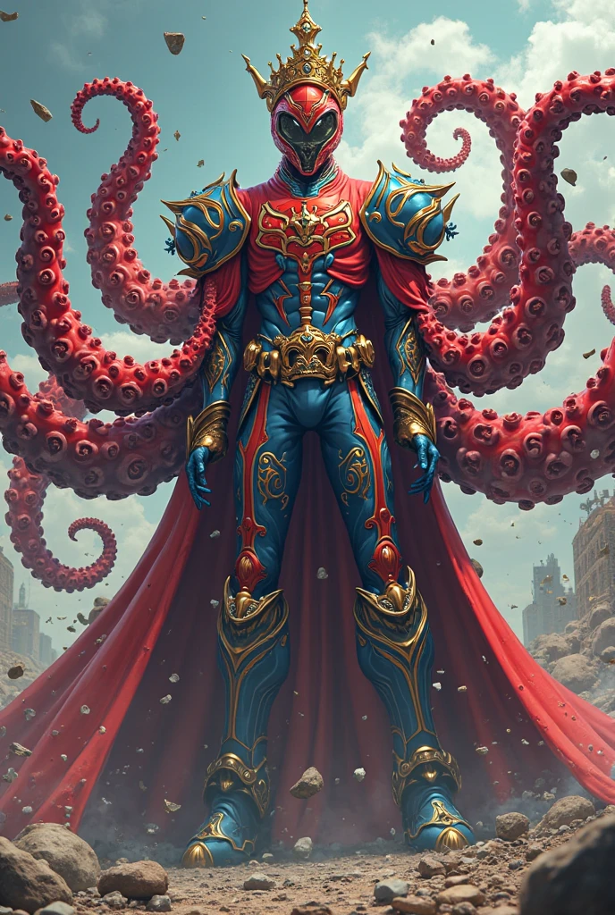 masked, Superhero, hero, strongest human, strong and robust male, savior, bound, subdued, unable to move, immobilized, tentacle, Armor, helmet, Tentacle entanglement, uniform, Wrapped around the body, Binding hands togethe, A gagged mouth, Foreign object invasion
