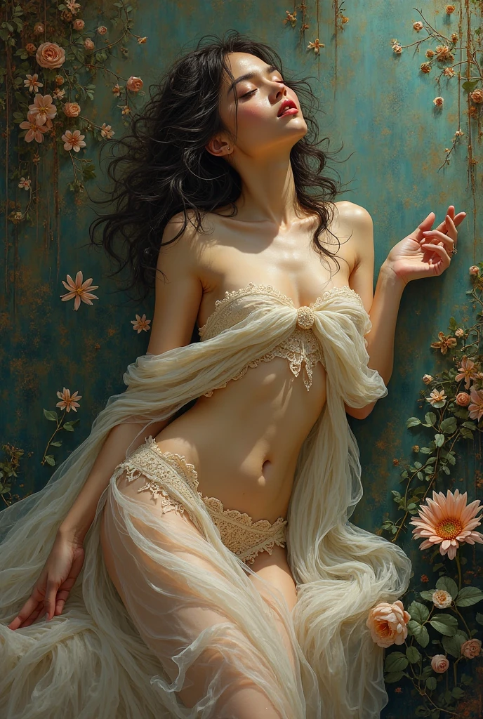 masterpiece), best quality, expressive eyes, perfect face, highly detailed, high resolution, beautiful, (masterpiece), best quality, expressive eyes, perfect face, 1 sexy girl in forest clothes, flowers, leaves, mandalas, fractal, Sleeping Beauty, by Bella🦋 full body, beautiful girl sleeping, room with mirror, girl sleeping in bed and sheets, old clock and lamp on the table, full body, black hair, transparent clothes, open legs, view of the pubic hair, 1 sexy girl in see-through forest clothes, exposed breasts, open see-through t-shirt, mandala and flower tattoos, best quality, masterpiece, illustration, very delicate and beautiful, highly detailed, CG, Unity, 8k wallpaper , ridiculous, huge file size, very wide lens, soft lighting, Sleeping Beauty, by Bella🦋 full body, beautiful sleeping girl, full body, black hair, transparent clothing, slight smile, legs open, pubic hair view, 1 girl sexy in transparent forest clothes, exposed breasts, open transparent t-shirt, tattoos of mandalas and flowers, transparent clothes, transparent clothes showing the naked body, beautiful vagina, vagina with soft hairs, closed eyes, Latin girl sitting on a bench park, girl sitting on a garden bench, oil painting, floating hourglass, ((hourglass in woman's hand)), latin tanned skin, full moon night sky, falling autumn leaves, autumn leaves in the wind, black and brown hair, long hair floating in the wind, girl looking at an hourglass, nsfw,(( Felicity Jones)), (sensual), (Extremely beautiful), (erotic:1.2), (sublime:1.0 ), (Extremely sensitive:1.0), (wise and understanding:1.2), (feminine:1.2), (intricate: 1.2), (masterpiece). ),Extremely detailed, hyper-realistic, deep shadows and bright highlights, perfectly detailed face, (transparent), (accentuated curves), slim build, perfect slim thighs, perfect feet, entire body shown, (high quality), (extremely delicate and beautiful), (natural postures, natural expression), (skin teeth), (realistic shiny hair, realistic shiny skin, nsfw,sfw