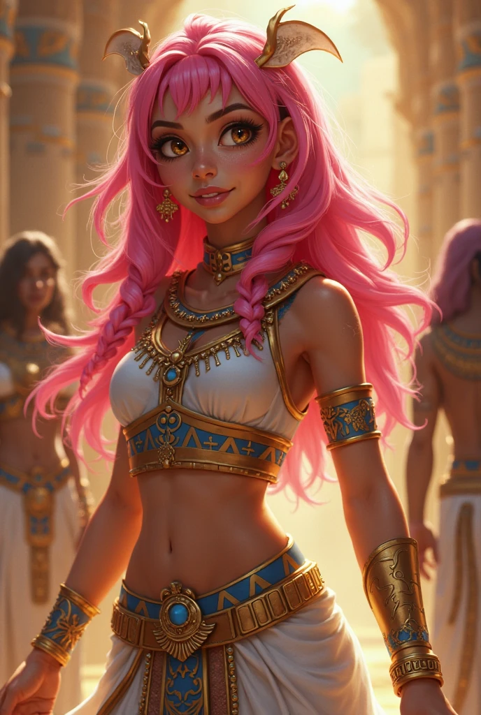 portrait of Ariana Grande, young, seductive, extremely beautiful and attractive Arab, in front of a desert city, long messy hair, rich colorful clothes and golden jewelry, close-up, royal pose and attitude. fking_cinema_v2.