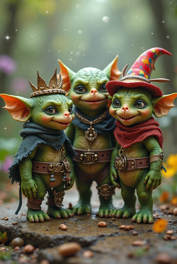 A goblin sized toad enjoys the adoration of several goblin women (hot ugly, mismatched eyes and breasts, big butts, ragged cloth tops and short skirts), slimy cavern
