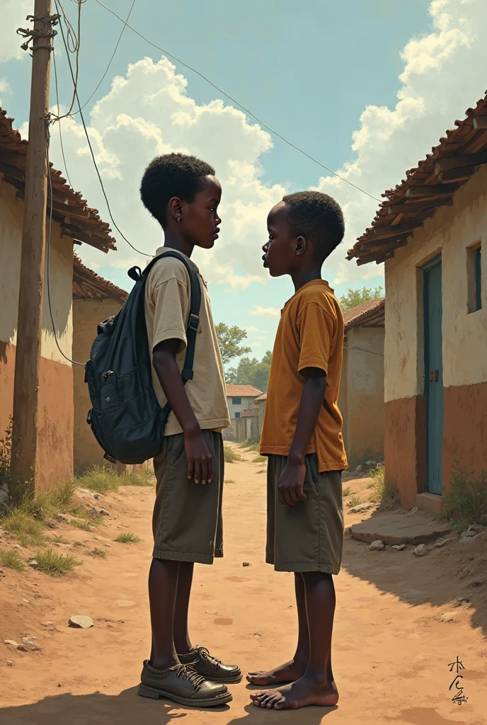 a black brazilian boy (10 years old) going to school
