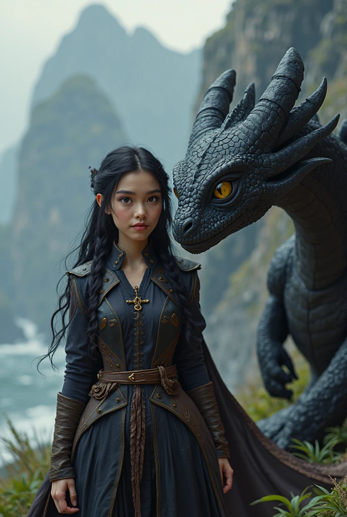 (best quality, masterpiece:1.2), woman wearing surreal blue dragon shaped quilted hoodie with a voluminous layers of dragon texture, the hood part is made of blue dragons head , use blue and white as colour, avantgarde futurepunk style