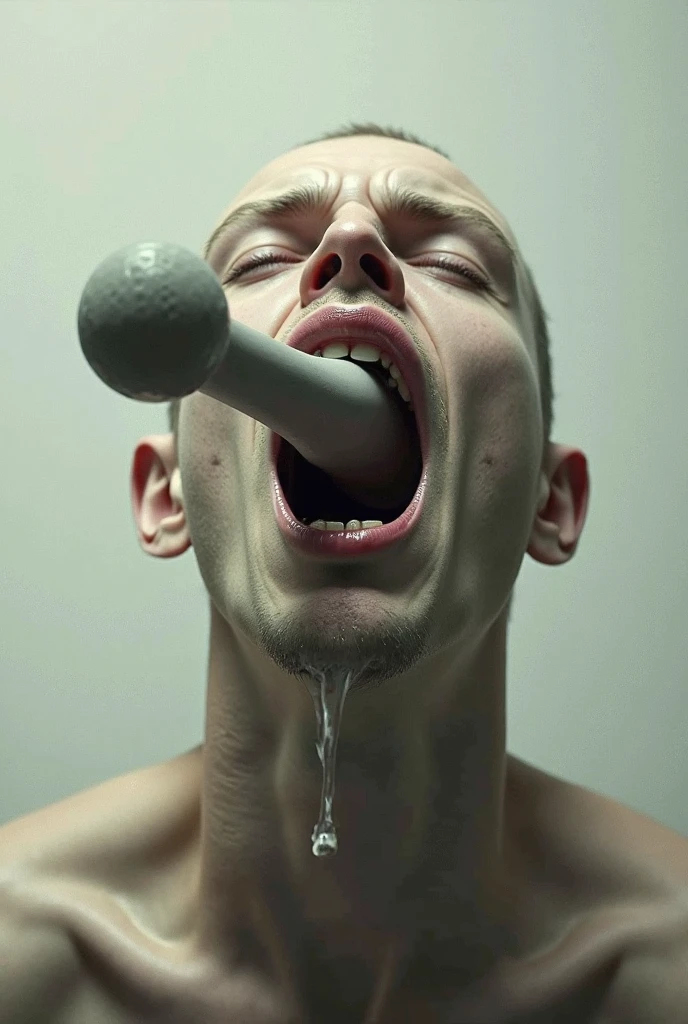 Skinny guy, sad and painful look, jacking off, crooked, hard dick, several semen jets, orgasming