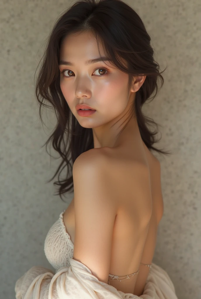 Beautiful Asian Korean teenage girl, fair skin, naked, no clothes.