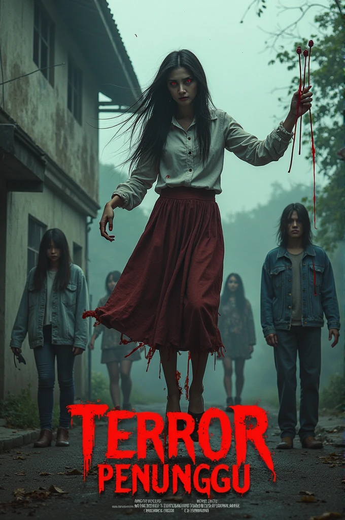 A powerful, realistic, high-quality and professional-looking movie poster with the title "THE TERROR" images and title must be bold and visible.