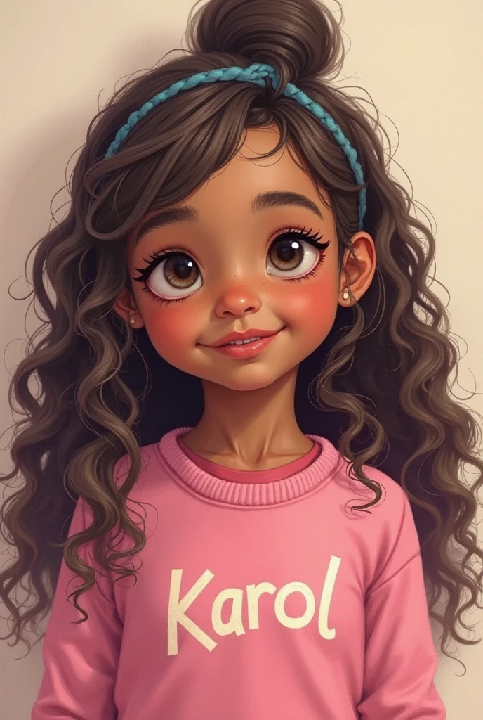 uma menina morena, com aproximadamente 6 anos de idade, with big bright eyes and a facial expression of infectious loving-kindness.
