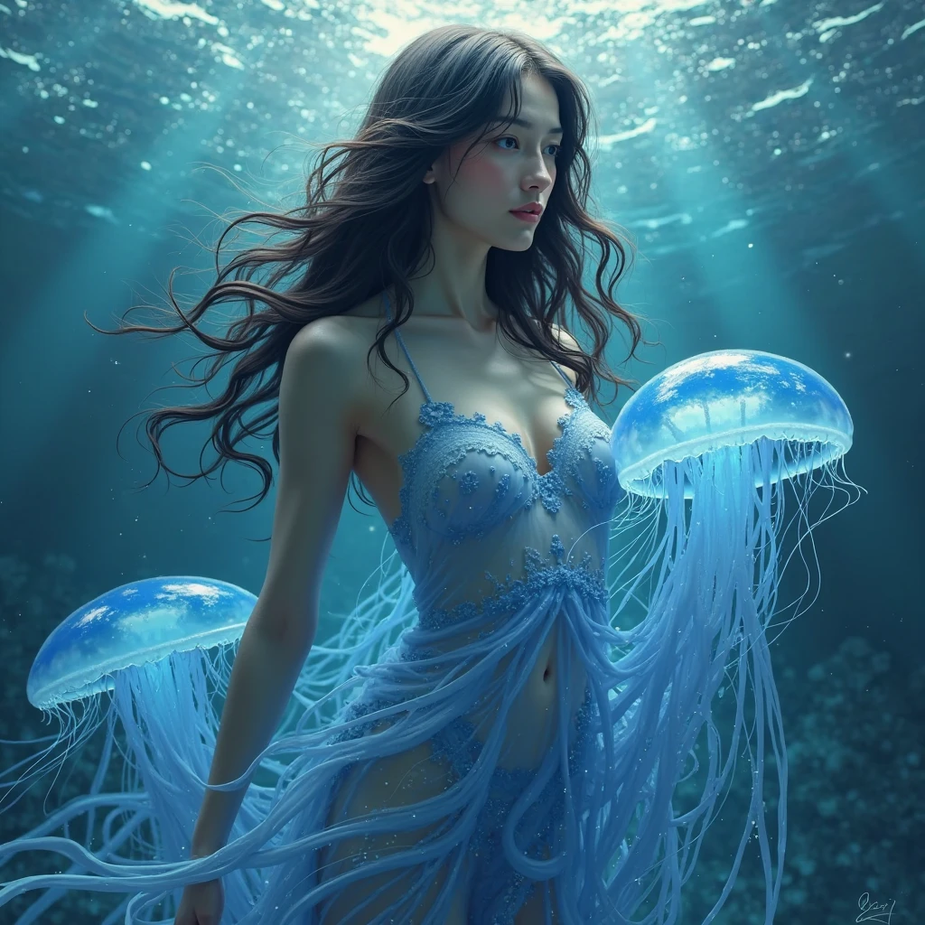 A painting of a blue-haired Fama, (skin covered with water droplets: 1.4), (underwater: 1.6) horror scenes, water, air body soft particles, (bubbles: 1.5), air strikes from below
Avengers Endgame movie stills, evil fairy, close-up movie aquatic scene, DMT visual effects, lilac, young woman as Medusa, Juno promotional image, animated key shot, cherub with hands pushed on glass